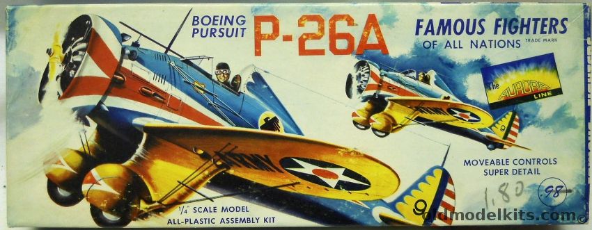 Aurora 1/43 Boeing P-26A Peashooter, 115-98 plastic model kit