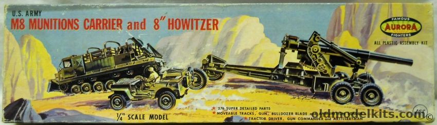 Aurora 1/48 M8 Munitions Carrier And 8 inch Howitzer, 310-198 plastic model kit