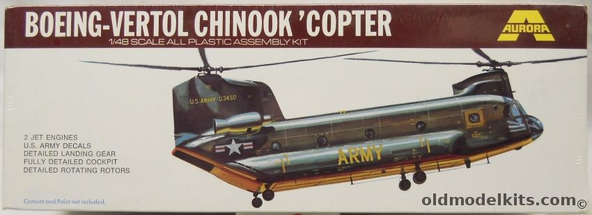 Aurora 148 Boeing Vertol Chinook Copter CH-47, 350 plastic model kit