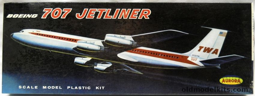 Aurora 1/104 Boeing 707 Jetliner TWA, 382-249 plastic model kit