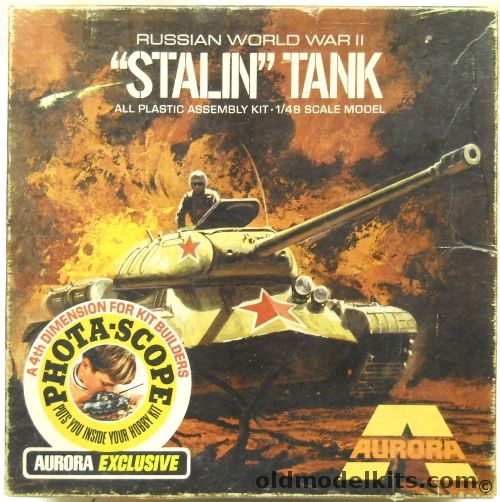 Aurora 1/48 Stalin III Tank Phota-Scope Issue - Army Combat Finish / Parade Finish / Hungarian Uprising - (IS-3 / JS-3), 612-200 plastic model kit