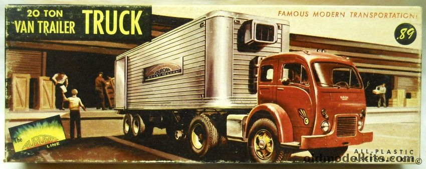 Aurora 1/64 20 Ton Van Trailer (Refrigerated) and White 3000 Truck, 684-89 plastic model kit