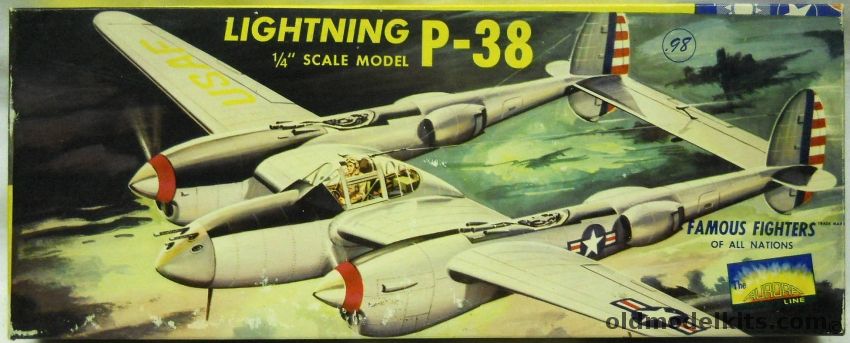 Aurora 1/48 P-38 Lightning - Famous Fighters of All Nations, 99-98 plastic model kit