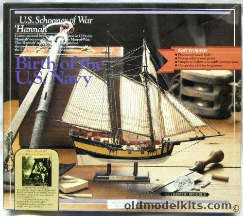 Authentic Models Holland 1/48 US Schooner Of War Hannah 1775 - 16.5 Inch Long Wooden Ship Model, SM20 plastic model kit