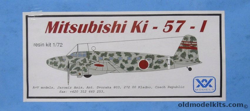 AV Models 1/72 Mitsubishi Ki-57 -I Topsy - (Ki-57 I / Ki-21 Sally Transport Variant), AV99 plastic model kit