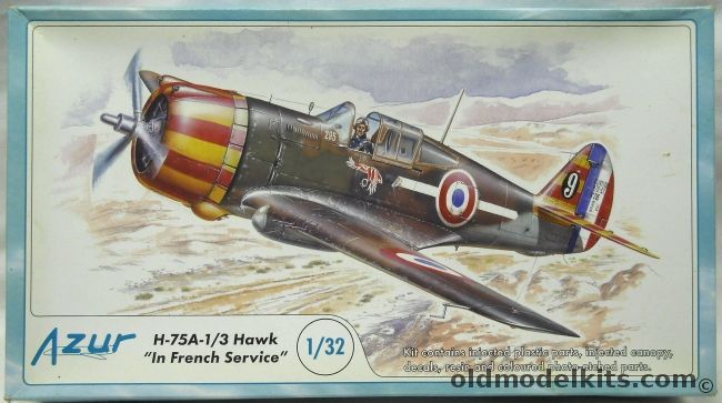 Azur 1/32 H-75 A-1/3 Hawk In French Service - (Curtiss  75 Hawk H75A1), A045 plastic model kit