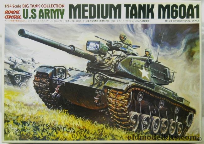 Bandai 1/24 M60A1 Patton Medium Tank - Motorized Remote Control, 0535407 plastic model kit