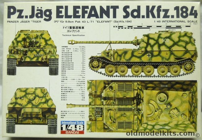 Bandai 1/48 Panzer Jager Elefant Sd.Kfz.184, 35433 plastic model kit