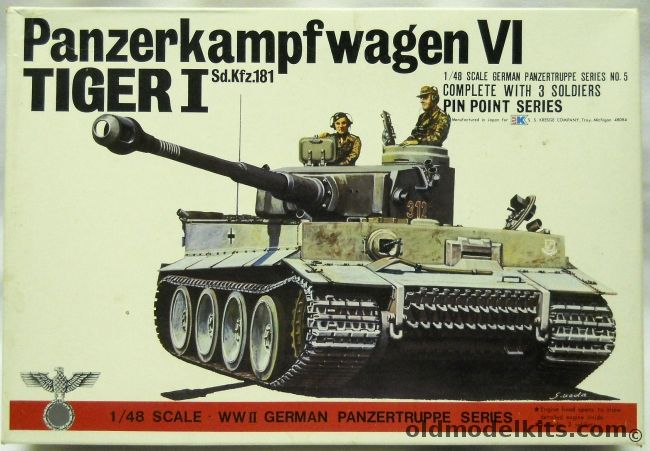 Bandai 1/48 Panzerkampfwagen VI Tiger I Sd.Kfz.181 - SS Kresge Issue, 8225 plastic model kit