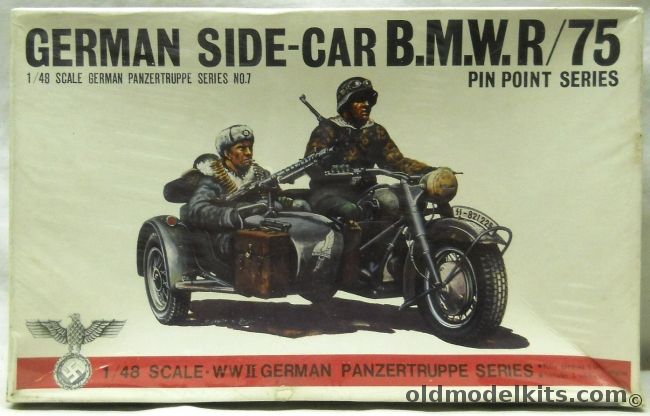 Bandai 1/48 German Side Car BMW R/75 Motorcycle - 1/48 Panzertruppe Series, 8227 plastic model kit