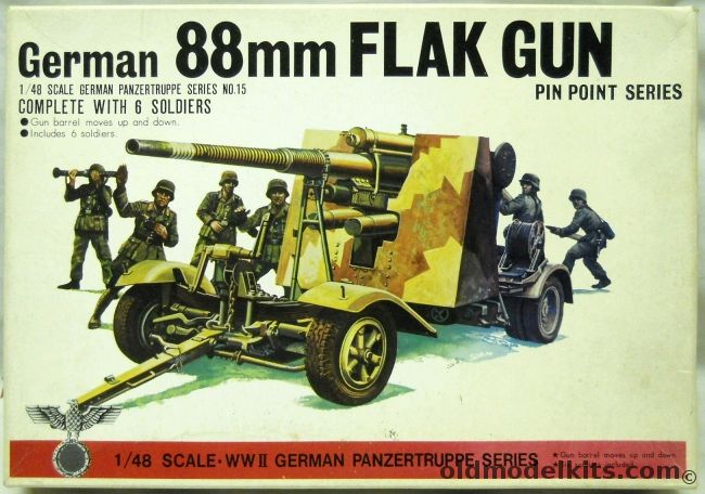 Bandai 1/48 German 88mm Flak Gun - With Crew Of Six, 8236 plastic model kit