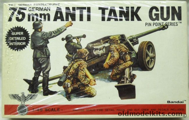 Bandai 1/48 German 75mm Anti-Tank Gun - And Crew, 8253 plastic model kit