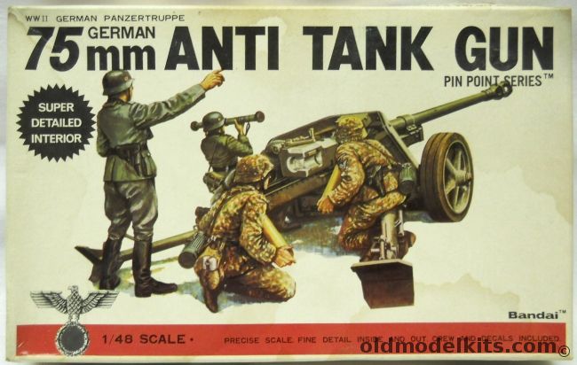 Bandai 1/48 German 75mm Anti-Tank Gun, 8253 plastic model kit