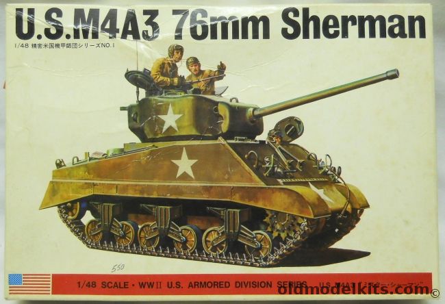 Bandai 1/48 M4A3 76mm Sherman Tank, 8264-500 plastic model kit