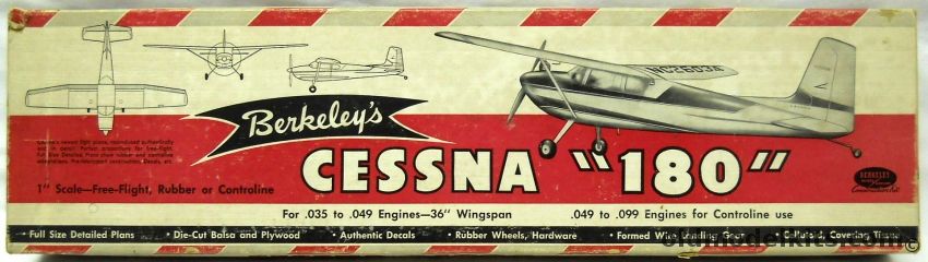 Berkeley 1/12 Cessna 180 - 36 Inch Wingspan Flying Model Airplane Kit, 4-7 plastic model kit