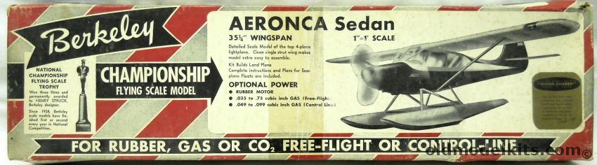 Berkeley 1/12 Aeronca Sedan Land or Seaplane - 35.25 Inch Wingspan Flying Model Airplane Kit, 4-8 plastic model kit