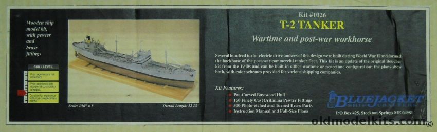 Bluejacket 1/192 T-2 Tanker - T-2-SE-A1 - 32.5 Inch Long Wood and Metal Ship, 1026 plastic model kit