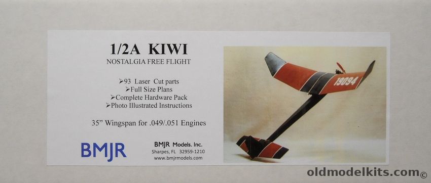 BMJR Models 1/2A Kiwi - 35 Inch Wingspan For .049 To .051 Gas Engines, B-103 plastic model kit