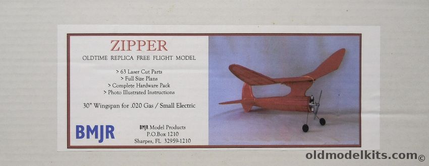 BMJR Models Zipper - 30 Inch Wingspan For .020 Gas Or Small Electric, B-106 plastic model kit
