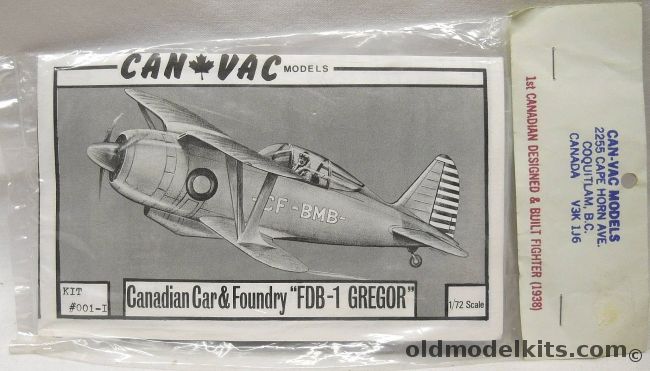 CanVac 1/72 Canadian Car & Foundry FDB-1 Gregor - First Canadian Designed And Built Fighter From 1938 - Bagged, 001-I plastic model kit