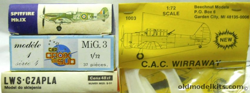 Cap Croix de Sud 1/72 TWO Mig-3 / Lotina Spitfire Mk.IX / Beechnut Models CAC Wirraway (Factory Sealed) / TWO Mikro 72 LWS Czapla, 1 plastic model kit