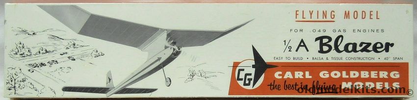 Carl Goldberg Models 1/2A Blazer 40 inch Wingspan - .049 Free Flight Model Airplane, G1 plastic model kit