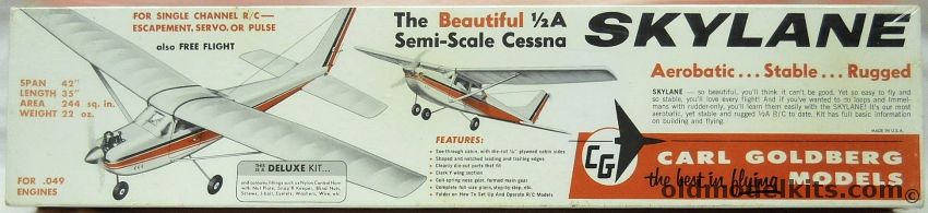 Carl Goldberg Models Cessna Skylane - 42 Inch Wingspan .049 Free Flight Model Airplane, G23 plastic model kit