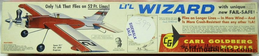 Carl Goldberg Models Li'l Wizard - 21 inch Wingspan .049 U-Control For 52 Foot Lines, G5 plastic model kit