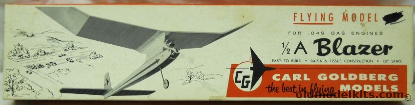 Carl Goldberg Models 1/2A Blazer 40 inch Wingspan - .049 Free Flight Model Airplane, G1 plastic model kit