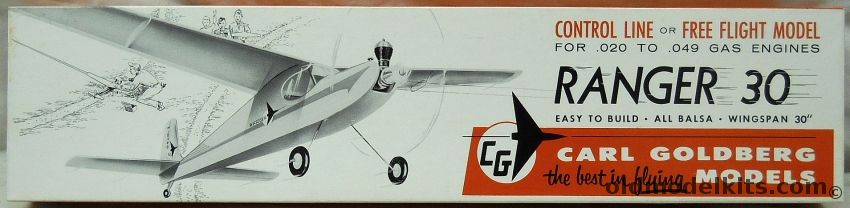 Carl Goldberg Models Ranger 30 - 30 Inch Wingspan .020 To .049 Gas Control Line Or Free Flight Aircraft, G2-350 plastic model kit