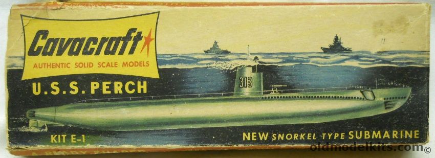 Cavacraft USS Perch SS-313 Submarine - 9 Inch Long Wooden Model, E-1 plastic model kit