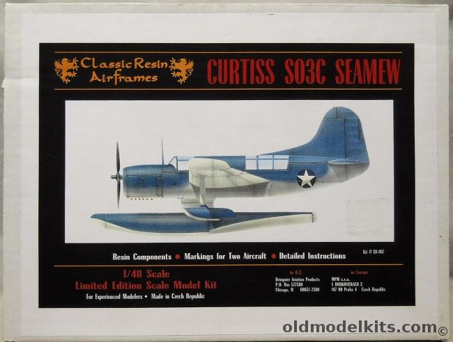 Classic Airframes 1/48 Curtiss SO3C Seamew, R8-007 plastic model kit