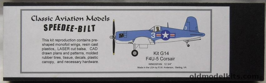 Classic Aviation Models F4U-5 Corsair Speedee-Bilt Flying Aircraft - (ex Monogram), G14 plastic model kit