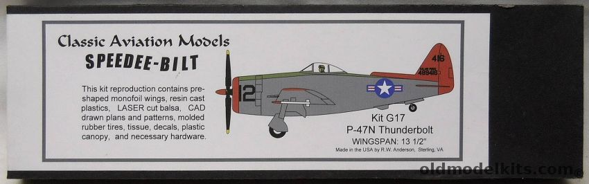 Classic Aviation Models P-47N Thunderbolt Speedee-Bilt Flying Aircraft - (ex Monogram), G17 plastic model kit