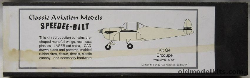 Classic Aviation Models Ercoupe Speedee-Bilt Flying Aircraft - (ex Monogram), G4 plastic model kit