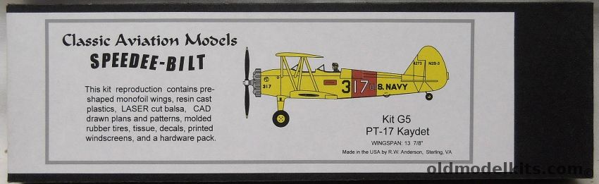 Classic Aviation Models PT-17 Speedee-Bilt Flying Aircraft - (ex Monogram), G5 plastic model kit