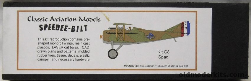 Classic Aviation Models Spad Speedee-Bilt Flying Aircraft - (ex Monogram), G8 plastic model kit