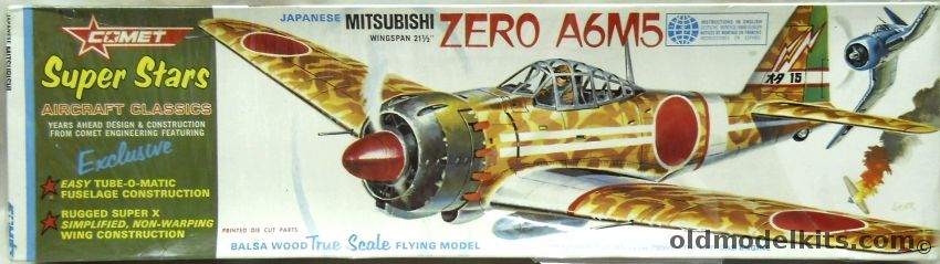 Comet Mitsubishi Zero A6M5 - Super Stars Series 21 Inch Wingspan Flying Model Airplane, 1622 plastic model kit