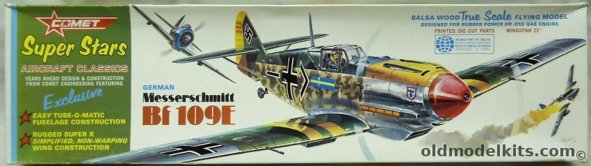 Comet Messerschmitt Bf-109 E - Super Stars 22 Inch Wingspan Gas or Rubber Powered Wooden Aircraft Kit, 1625 plastic model kit