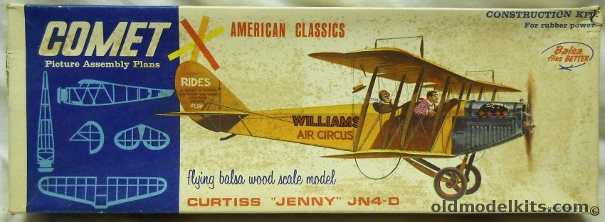 Comet Curtiss Jenny JN-4D - 24 inch Wingspan Flying Balsa Model Airplane, 3304-198 plastic model kit