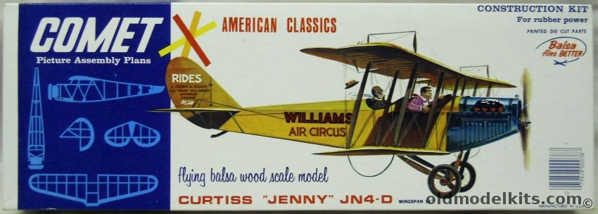 Comet Curtiss Jenny JN-4D - 24 Inch Wingspan Flying Balsa Model Airplane, 3304 plastic model kit