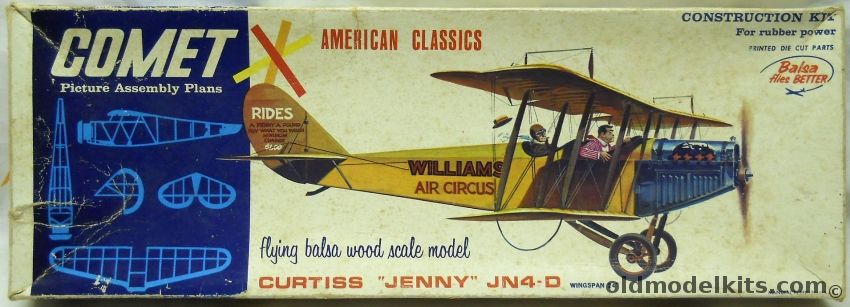 Comet Curtiss Jenny JN-4D - 24 inch Wingspan Flying Balsa Model Airplane, 3304 plastic model kit