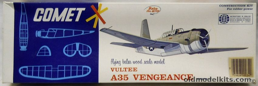 Comet Vultee A-35 Vengeance - 20 Inch Wingspan Flying Balsa Model Airplane, 3405 plastic model kit