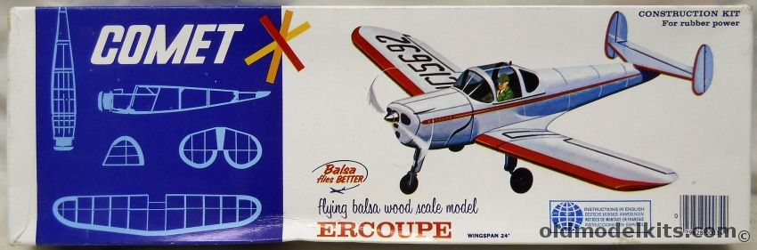 Comet Ercoupe - 24 inch Wingspan Flying Balsa Airplane Model, 3407 plastic model kit