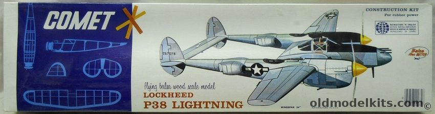 Comet Lockheed P-38 Lightning - 34 Inch Wingspan Flying Model, 3504 plastic model kit