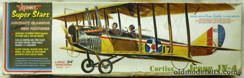 Comet Curtiss Jenny JN-4D - 34 inch Wingspan Rubber / Gas Control Line / RC Flying Balsa Aircraft, 3646 plastic model kit