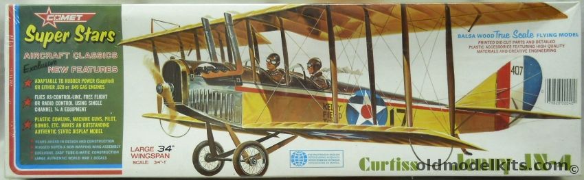 Comet Curtiss Jenny JN-4D - Super Stars 34 inch Wingspan Rubber / Gas Control Line / RC Flying Balsa Model Airplane, 3646 plastic model kit