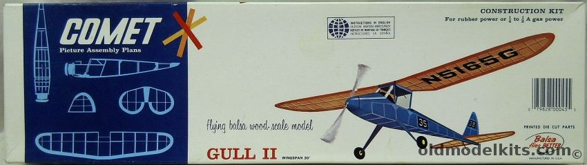 Comet Gull II by Carl Goldberg - 30 Inch Wingspan Wakefield-Style Flying Aircraft, 3903 plastic model kit