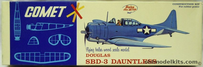 Comet Douglas SBD-3 Dauntless - 20 Inch Wingspan Flying Balsa Airplane Model, 5401-129 plastic model kit