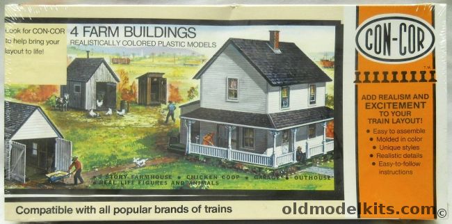 Con-Cor 1/87 Four Farm Buildings - ex Revell - HO Scale, 9003 plastic model kit